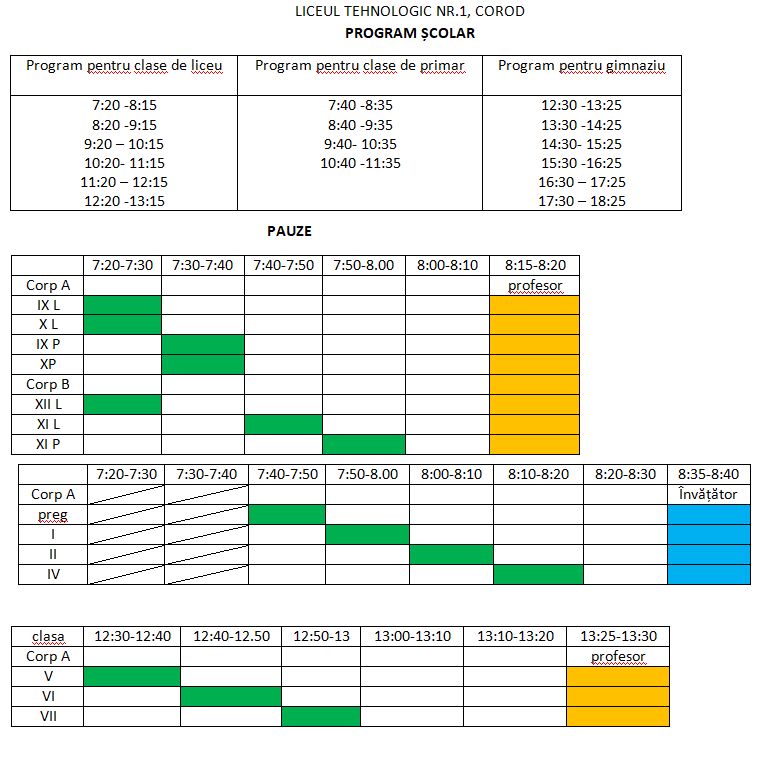 Program scolar 2019-2020